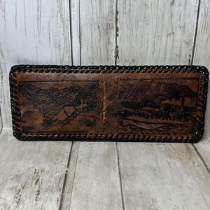 Vintage Leather Tooled Wallet / Bill Fold Boat‎ Design